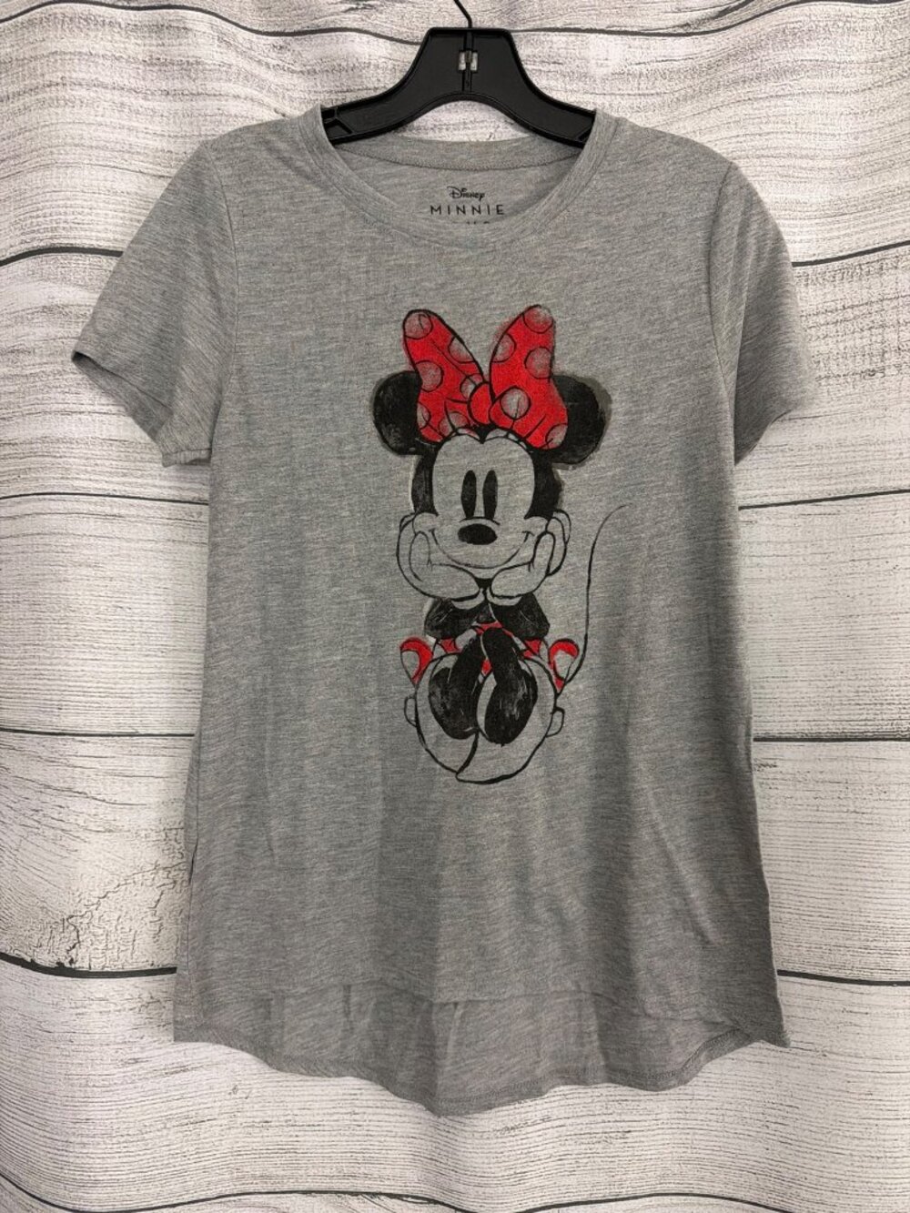 Disney Minnie Mouse Gray Graphic T-Shirt Size S